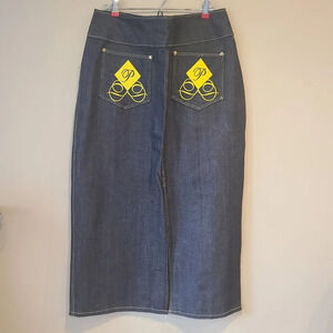 NWOT Deck Player Design denim maxi skirt size 16 women's